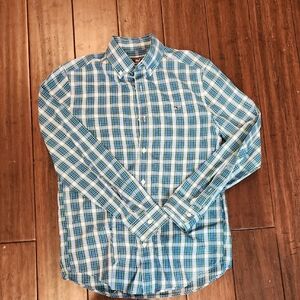 VINEYARD Vines Men's Blue and Green Plaid Shirt